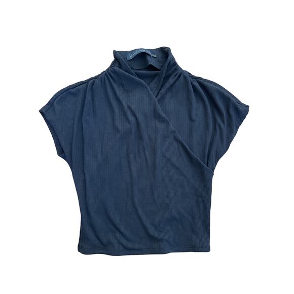 House of Harlow 1960 - Rowan High Neck Ruched Shoulder Top in Black - Picture 1 of 4